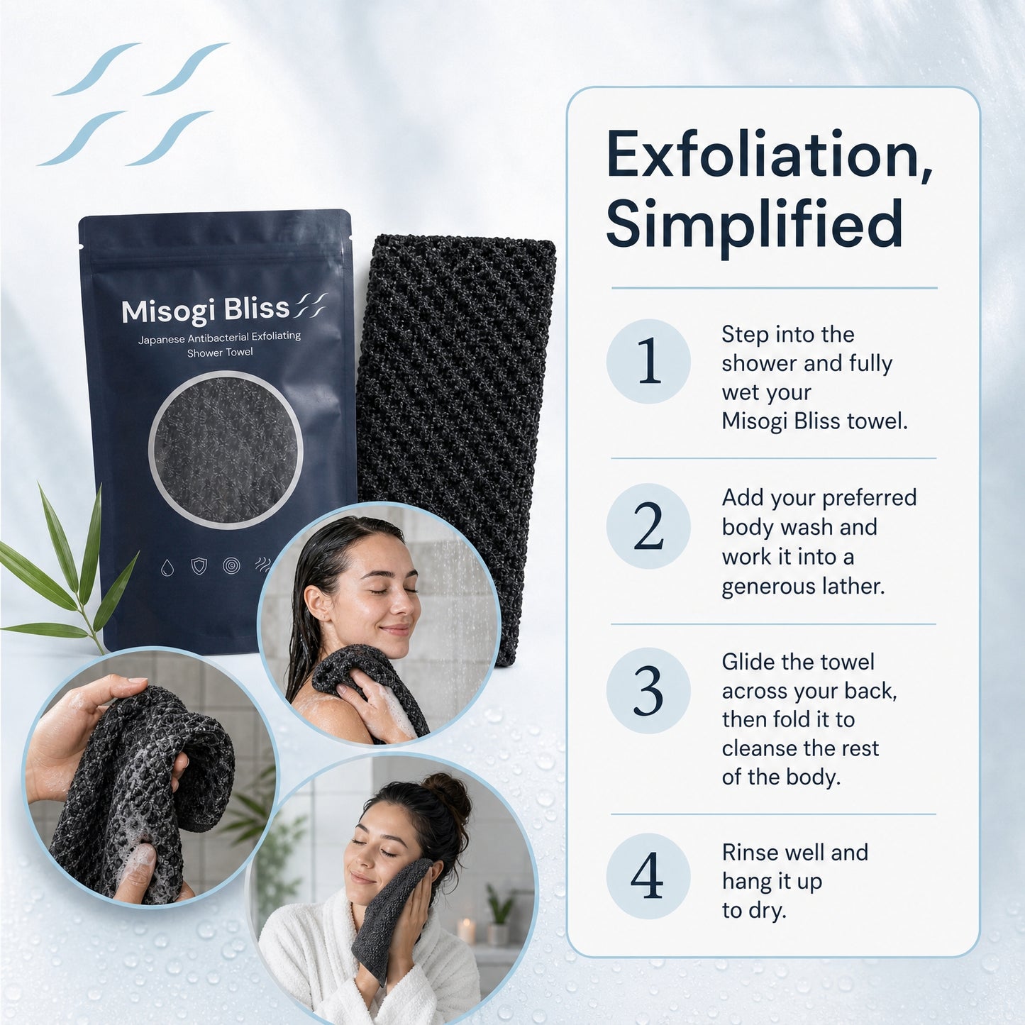 Misogi Bliss - Japanese Antibacterial Exfoliating Towel 50% OFF